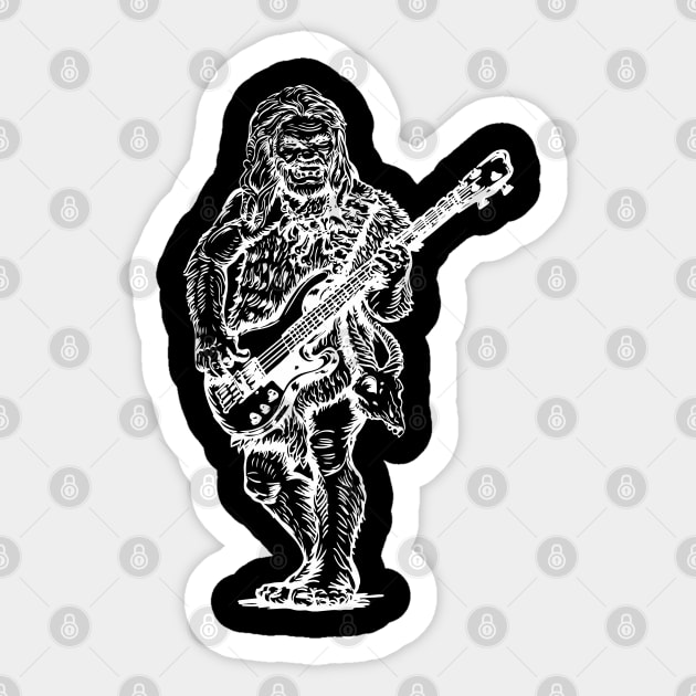 SEEMBO Neanderthal Playing Guitar Guitarist Musician Band Sticker by SEEMBO